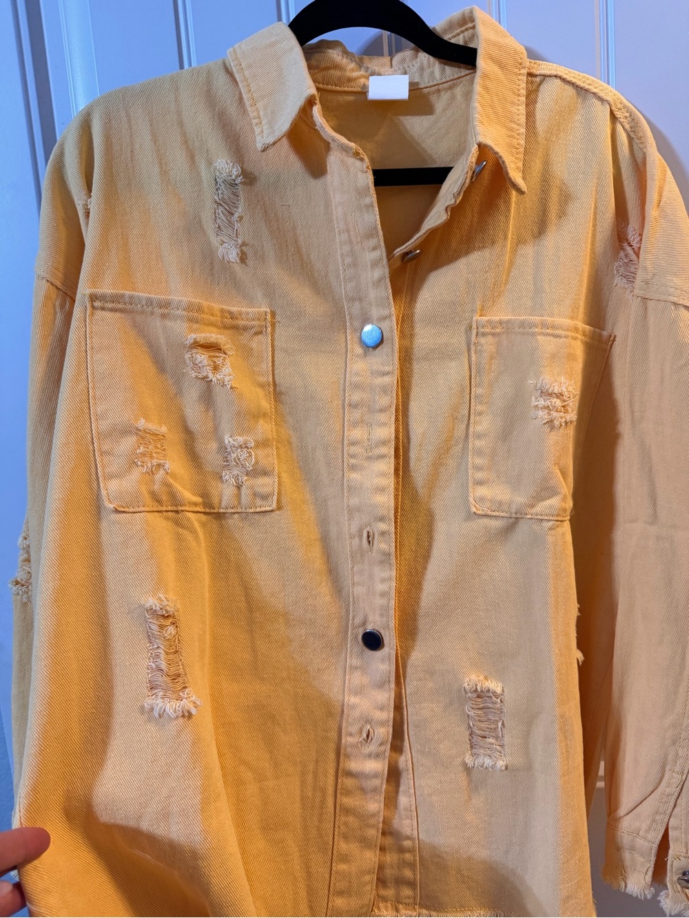 Yellow Distressed Button-Up Jacket - Picture 2 of 5